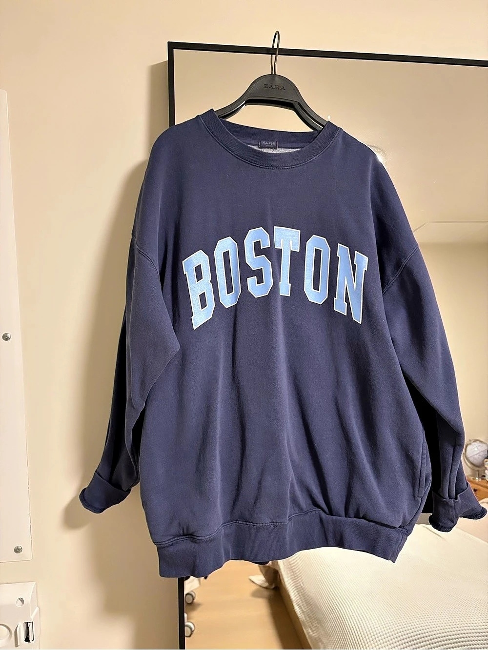 Brandy Melville Boston Graphic Crewneck Sweatshirt in Blue